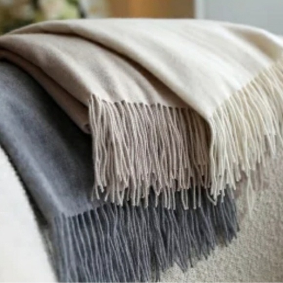 Magaschoni Other - COPY - $298 Magaschoni 100% Cashmere Grey Heather Luxury Fringe Throw Blanket N…